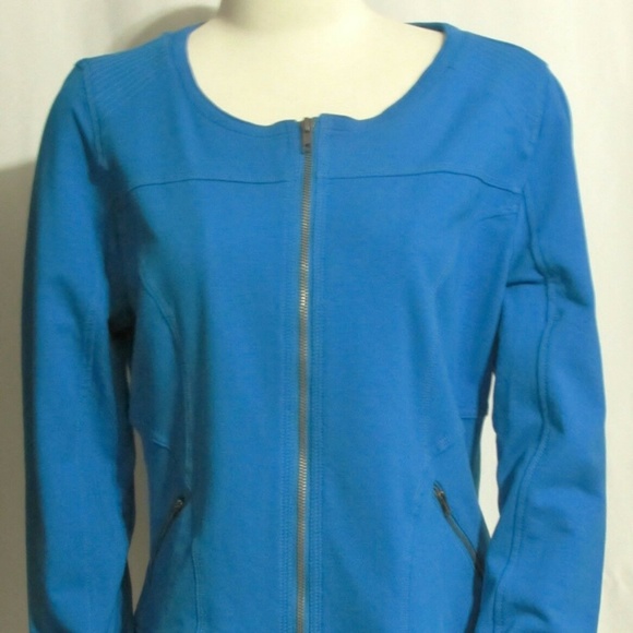 NEW Ladies ONE WORLD Bright Blue Casual Jacket L - Picture 1 of 5